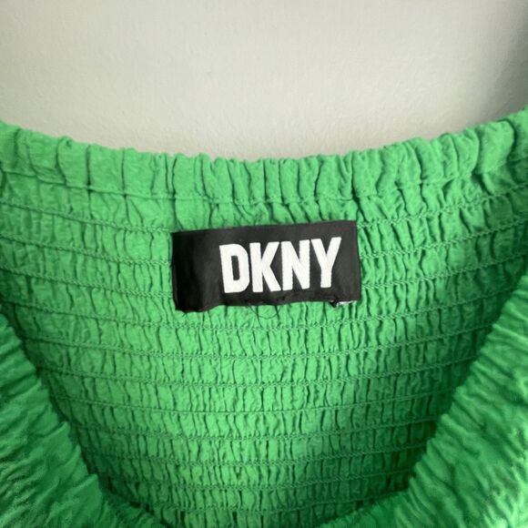 DKNY Dress NO SIZE TAG S Tiered Belt Peasant Coastal Cowgirl Rodeo Puff Milkmaid - Picture 3 of 15